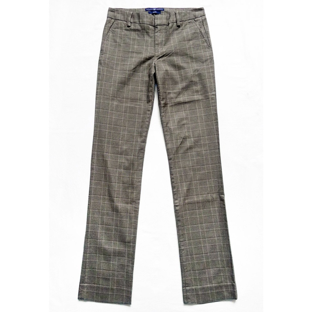 Plaid Stretch Straight Leg Pants/Trousers 1 Long